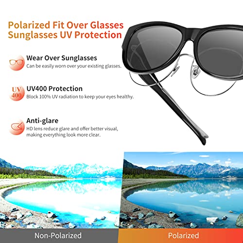 Image of GEGURI Polarized Sunglasses Fit Over Glasses for Men Women, Oversized Square Sun Glasses UV400 Protection Shades