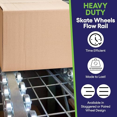 Conveyor Skate Wheel Flow Rail - Industrial Roller Table Accessories, 5' Heavy Duty Galvanized Steel Paired with Steel Wheels, 1000 lbs Cap Conveyor Rail, Ideal for Conveyor Side Guides by Ultimation