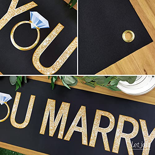 Image of Letjolt Proposal Banner Will You Marry Me Ring Banner 6Feet | Propose Decorations Supplies for Marriage Signs Valentine's Day Engagement Outdoor Party Backdrop