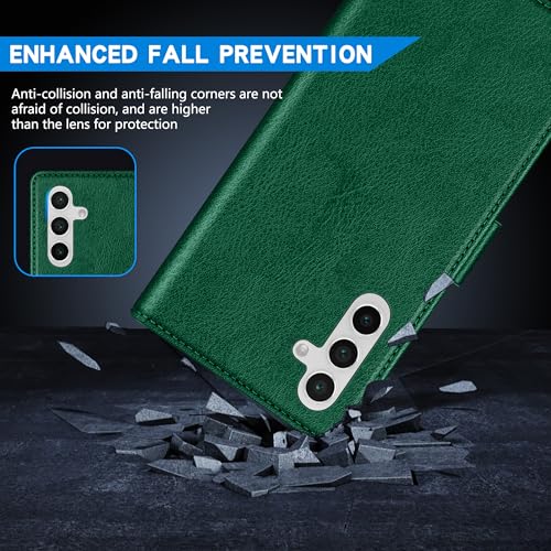 Image of ZZXX for Samsung Galaxy S25 Plus Wallet Case with [RFID Blocking] Card Slot Kickstand Magnetic Closure Leather Flip Fold Protective Phone Case for Galaxy S25 Plus 5G Case Wallet(Green-6.6 inch)