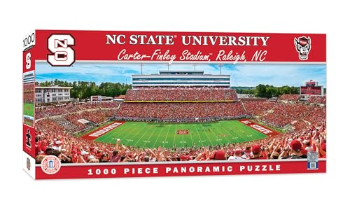 Image of MasterPieces - 1000 Piece Jigsaw Puzzle, NCAA NC State Wolfpack, Panoramic Football Stadium View, Fun for Adults and Family, 13 inchx39