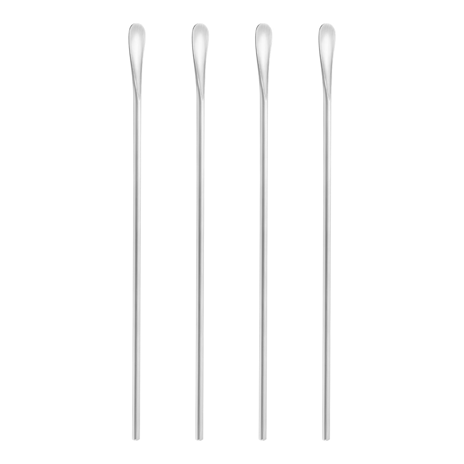 Bidponds10 Inch/25.8cm Coffee Stirrers Spoon,Silver Stainless Steel 304# Coffee Stir Sticks,Round Solid Long Handle Cocktail Beverage Iced Tea Stirring Stick,Drink Mixing Spoon,Set of 4