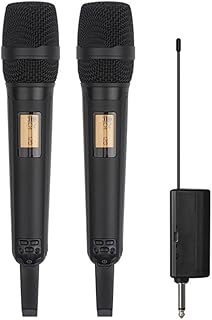 Jrifedptry Micrófono inalámbrico dinámico UHF para grabación de estudio en casa, apto para audio de computadora, color negro