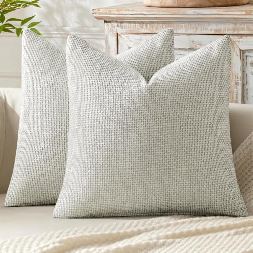Image of MIULEE Decorative Grey-White Euro Sham Pillow Covers 24x24 Inch 2 Pack