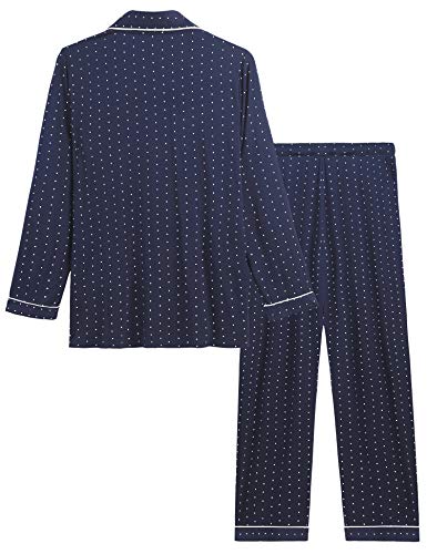 Image of Cherrydew Women's Bamboo Viscose Cooling Long Sleeve Button Up Pajama Set | Buttery-Soft Feel,Naturally Cool Comfort,Breathable Fabric,Lightweight & Flowy Feel