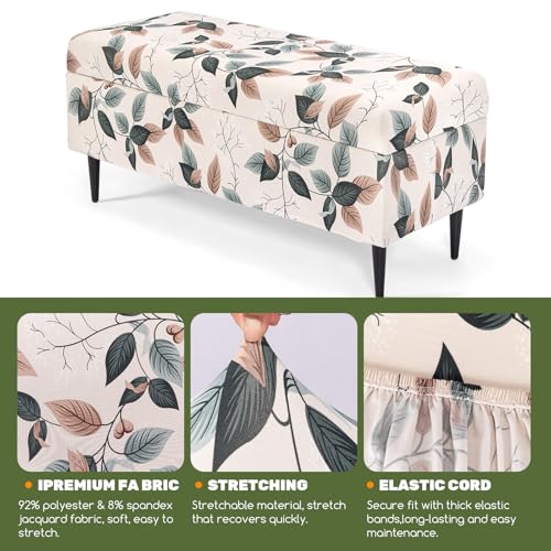 Image of FUANGUI Ottoman Cover Stretch Storage Ottoman Bench Slipcover Printed Folding Storage Bench Ottoman Cover Footrest Stool Slipcover Footstool Protector Cover with Elastic Bottom, Large,83