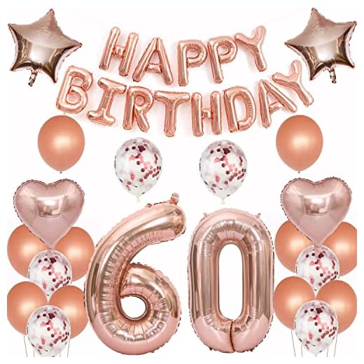Globos 60 años decoración cumpleaños oro rosa mujer, 60 decoración cumpleaños 60 años deco mujer globo lámina oro rosa 60 cumpleaños deco mujer feliz cumpleaños 60 años cumpleaños globo mujer (60)