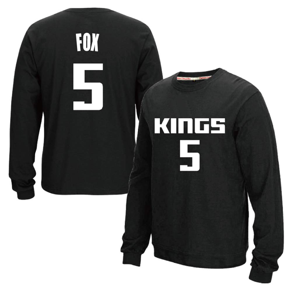 HS-ZHAOPANSacramento Kings #5 De'Aaron Fox Men's Jersey Training Suit Thick Warm Long Round Neck Pullover Sweater Long Sleeve Multi-Color (160~190CM)