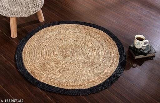 Handgefertigter runder Bodenteppich aus reiner natürlicher Jute, natürliche Fasern, Bodenteppich, runder Teppich (15 x 152 cm)