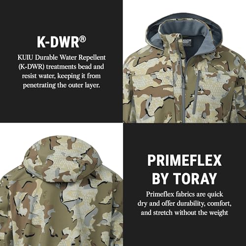 KUIU Guide PRO Hooded Jacket - Wind Resistant, Water Repellent, & Soft-Shell Hunting Jacket3
