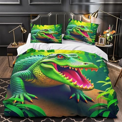 Parure de lit crocodile microfibre infroissable pour lit enfant 220x240 cm