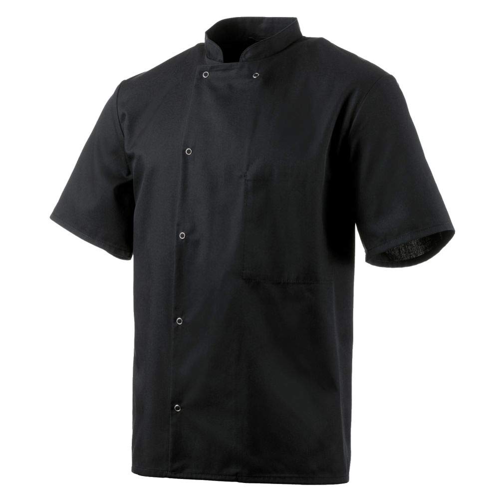 Veste de cuisine Robur Inox noire à manches courtes taille 4