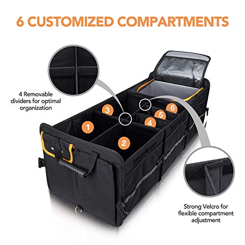 Heytrip Large Trunk Organizer With Built-In Leakproof Cooler Bag, 2 Tie-Down Straps, 4 Removable Dividers, Foldable Cover, Built With 2Mm Pe Board #TOP4