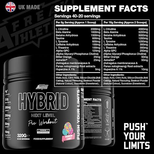 Hybrid Pre Workout 320g - Pre Workout Supplement by Freak Athletics - Pre Workout Powder Made in The UK (Rainbow Candy) - Image 3