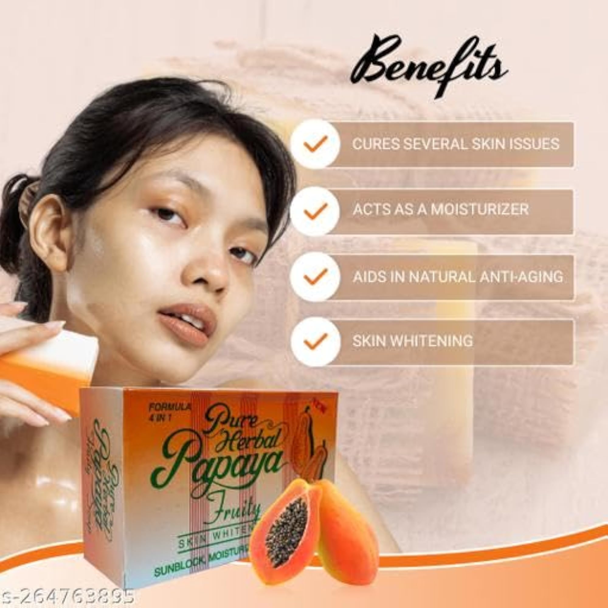 PURE HERBAL 4 IN 1 PAPAYA FRUITY SKIN WHITENER SOAP