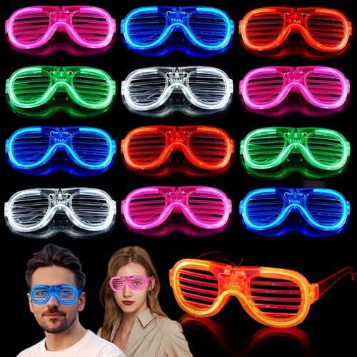 Mikulala 12 Pièces Led Lunettes Pour Fête Lunettes De Fête Néon Lunettes Lumineuses Rave Shutter Shades Lunettes Tenue De Festival Accessoires De Fête Pour Cadeau D'enfant