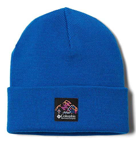 Image of Columbia Unisex City Trek Heavyweight Beanie, Bright Indigo, Heritage Patch, OS