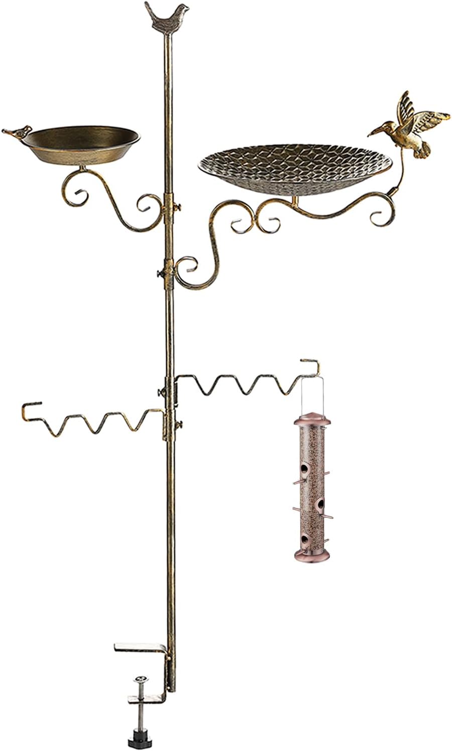 Deck Mounted Bird Bath for Outdoors, Metal Bird Baths and Feeder for Deck Railing