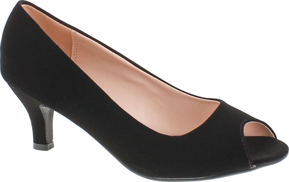 Bonnibel Wonda-2 Womens Peep Toe Low Heel Glitter Dress Pumps,Black Nubuck,7