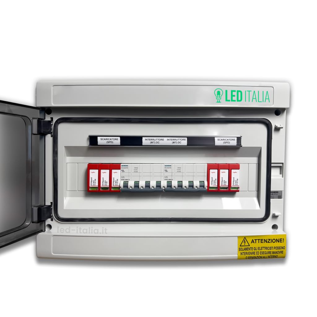 Quadro di Campo DC 2 Stringhe 2 MPPT 1000VDC 16A con Interruttori Magnetotermici e Scaricatori, Centralino IP65 12 Moduli