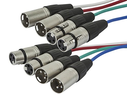 Monoprice 4-Channel XLR Male to XLR Female Snake 26AWG Cable C/d - 20 Feet with 4 Balanced Mono/Unbalanced Stereo Lines