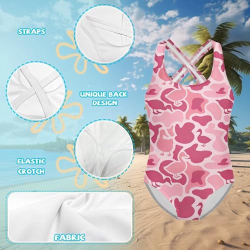 Image of Girls Swimsuit Criss Cross Back 1-Piece Summer Beach Swiwmear