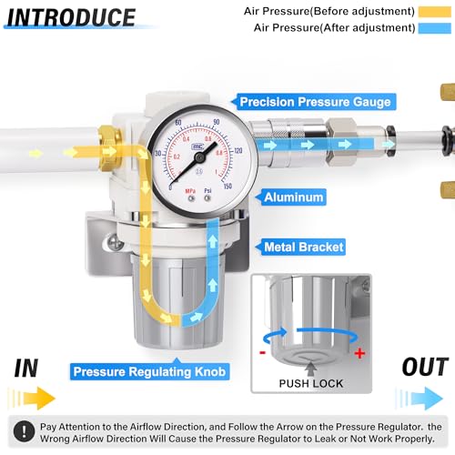 Régulateur de pression robuste Tailonz Pneumatic avec filetages NPT 6,35 mm étanches - 4