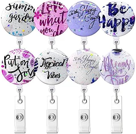 Retractable ID Badge Holder Badge Reel with Alligator Clip ID Name Card Holder for Nurse Volunteer Student Office Lightweight, 24" Easy Retracting Cord (15 Pack Bling Color Series)