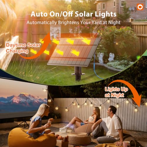 addlon 100FT 54LED Solar String Lights Outdoor Waterproof with Remote, USB