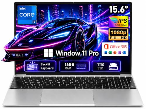 Image of Gaming Laptop 2026,15.6 Inch Laptops Computer with 16GB RAM 1TB SSD,Intel Core i7(Up to 3.9GHz),Windows 11 Pro & Office Included,Backlit Keyboard,Portable Laptop for Gaming College Student Business