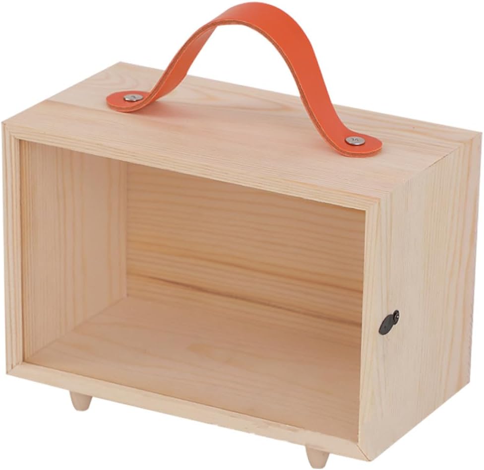 OHPHCALL Wooden Hand Basket with Acrylic Lid Small Packaging Box for Bridesmaids Wedding Favor Portable Wrapping Case
