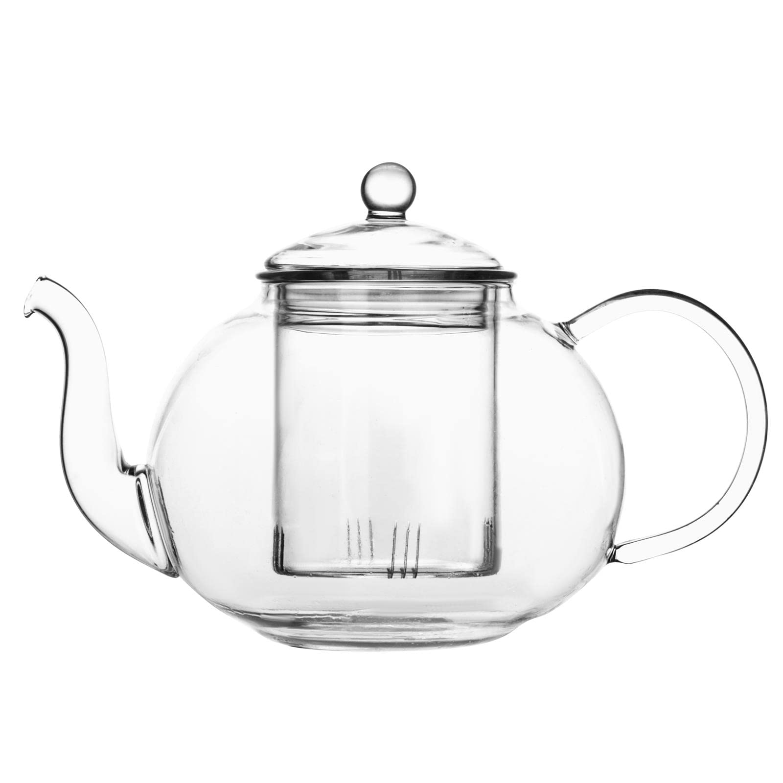 Bredemeijer Teekanne Glas einwandig 1.0 Liter - Glas Tee-Filter-Einsatz für losen Tee oder Teebeutel - große Glaskanne mit Teewärmer aus Glas