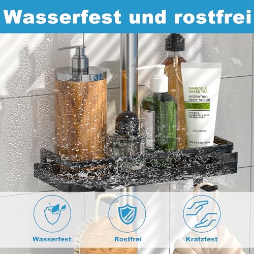 DIYGEEK Duschablage für Duschstange Schwarz, Duschregal ohne Bohren, Badezimmer Dusche Rack Verstellbar Höhe, Für Duschstange mit Durchmesser von 18mm - 25mm, 1 Stück