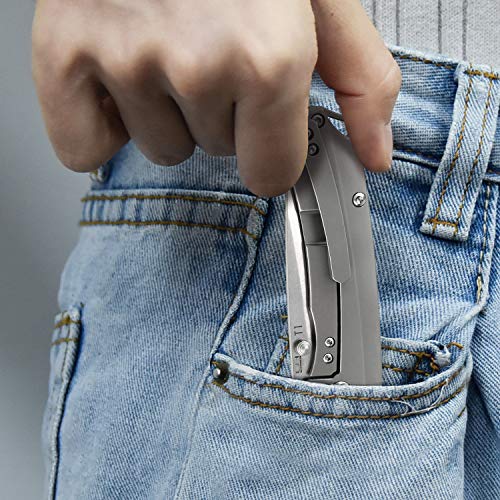 Kizer Cutlery Folding Pocket Knives Drop Point Blade Titanium Handles Tactical Edc Knife, Uli Hennicke T1 Ki3490 #TOP6