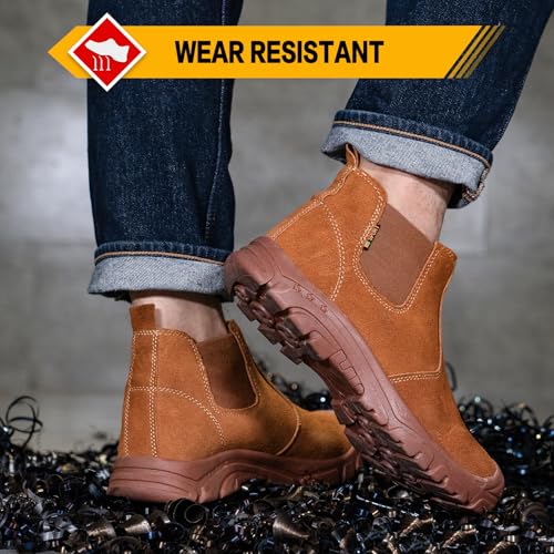 Image of Steel Toe Boots for Men Women Comfortable Lightweight Work Boots for Men Industrial Construction Boot Non Slip Work Shoes