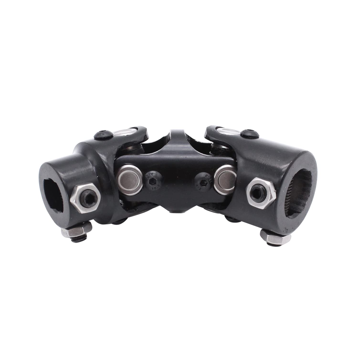 1 PC SHLPDFM Black Powder Coated Double Universal Steering 1" DD X 3/4" DD Double U-Joint Shaft