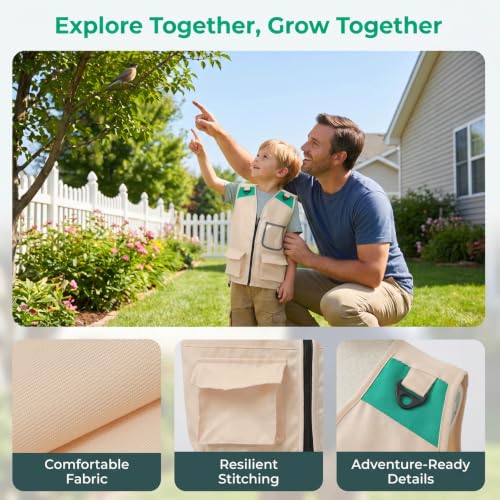 Image of Abaodam 2Pcs Explorer Vest for Kids Ages 5-8 Boys and Girls Cargo Vest Costume Outdoor Adventure Explorer Jungle Party Cosplay Festivals Activities