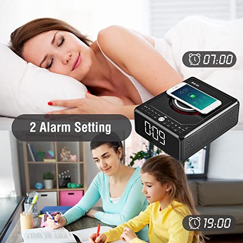 Gelielim CD Players for Home, Bluetooth Boombox with Remote, CD Clock Radio, 10W Fast Wireless Charging, Digital FM Radio, CD Player Portable with Headphone Jack, USB & AUX Ports, Dimmable LED Display - Thumbnail 4