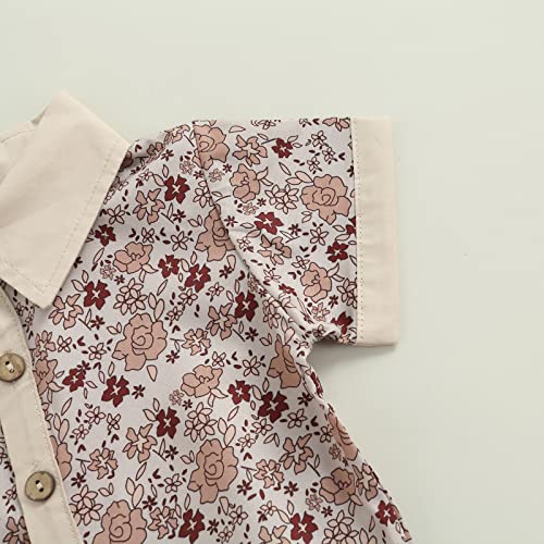 Image of CIYCUIT Toddler Baby Boys Shorts Set Short Sleeve Button Down Shirt + Shorts Pants 2 Pieces Summer Print Clothes Outfits