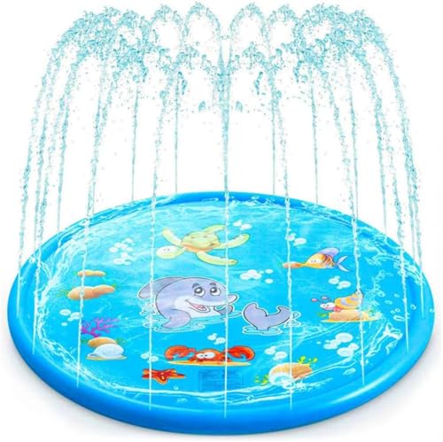 JANADIO Upgraded Sprinkler Pad Water Spray pad Splash Play Mat 170cm Outdoor Water Toys, Outdoor Splash Pad Sprinkler for Kids(Dolphin)