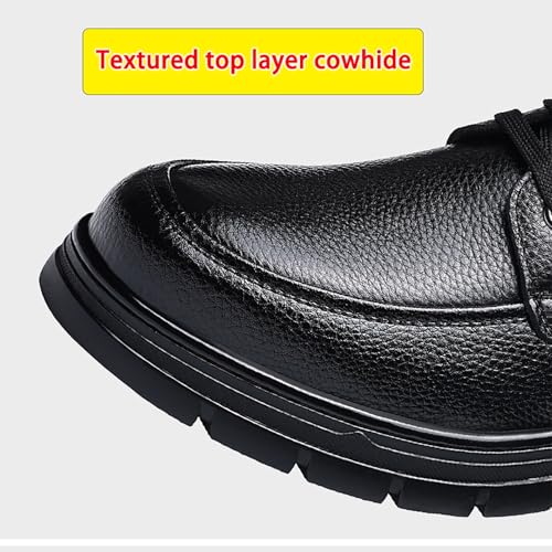 Men's Autumn/Winter Genuine Leather Lace-Up Breathable Casual Dress Shoes, Comfy Thick Sole Ideal for Business & Casual Occasions2