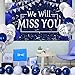 Farewell Party Decorations for Men Women, We Will Miss You Banner Backdrop Going Away Party Decor for Coworker Friends Navy Blue Silver Confetti Balloons Retirement Office Work Job Change Goodbye Party Supplies