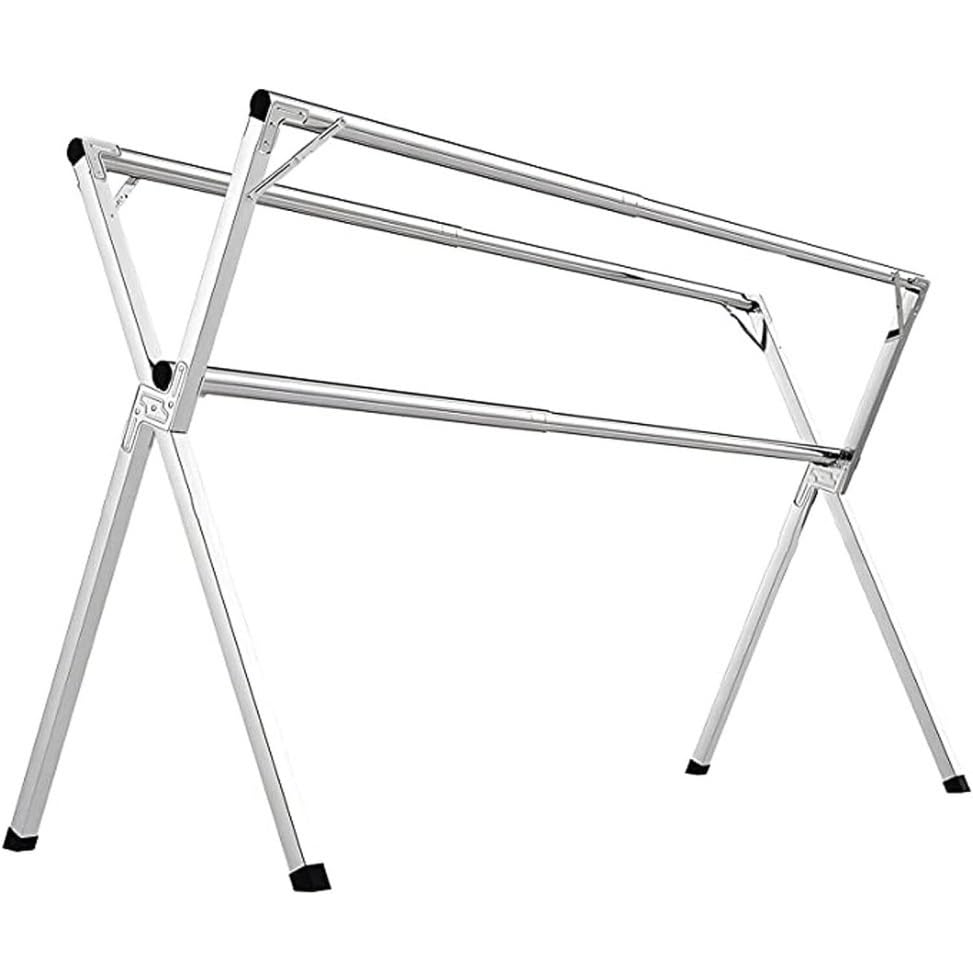 TOTIKI Soporte Secar Ropa Perchero De Ropa Plegable Secado Ajustable Acero Inoxidable Ahorra Espacio Interior Exterior Tendedero Pie Ropa(200cm)