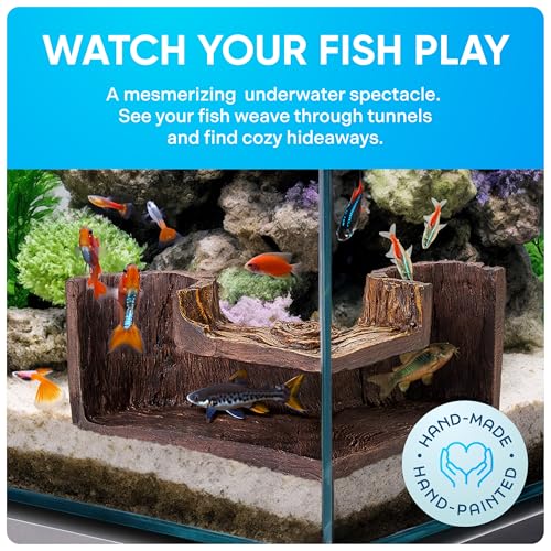 image for FISHNOSH Aquarium Cave | Natural-Looking Wood-Like BPA-Free Fish Tank 