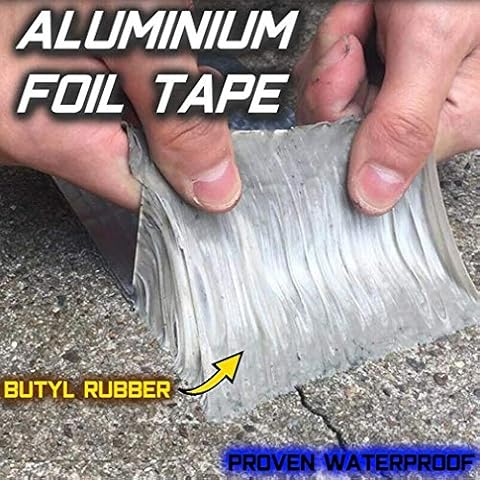 Powerful Magical Repair Tape, Super Waterproof Tape, Butyl Rubber Aluminium Foil Tape, for Roof Leak, Surface Crack, Window Sill Gap, Pipe Rupture (1mm*5cm*5m) Cover
