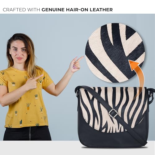 Image of Genuine Leather Shoulder Crossbody Purse For Women with Adjustable Strap, Mobile Pocket & Outside & Inside Zipper