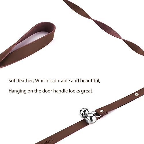 Miniatura 23 de Timbres de cuero para perro para perilla de puerta/entrenamiento para ir al aire libre, ajuste de longitud, campana colgante de entrenamiento