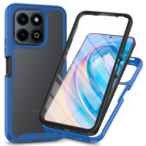 Riccase for Honor X6B Case Built-in Screen Protector Full-Body Military Grade Drop Protection Silicone Bumper Clear Hard Acrylic Anti-Scratch Cover for Honor X6B Phone Case(Royal Blue)