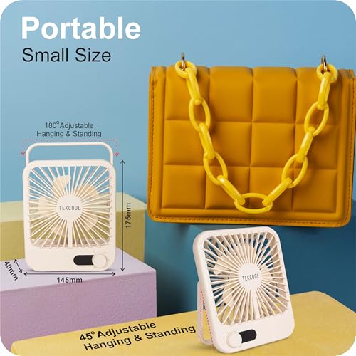 Image of TEKCOOL Slim Portable Desk Fan, 0-100 Speeds Adjustable Mini Fan, Rechargable Fan with Fragrance Function, Long Battery-Life Personal Fan for Home Outdoor, an Aromatherapy Tablet Included(White)