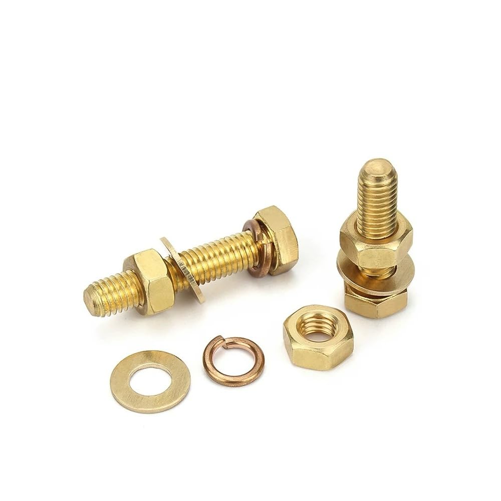 Bulloni esagonali in ottone Viti a testa con dadi esagonali Rondelle piatte Rondelle a molla M3-M12 (50,M6 x 10 mm)